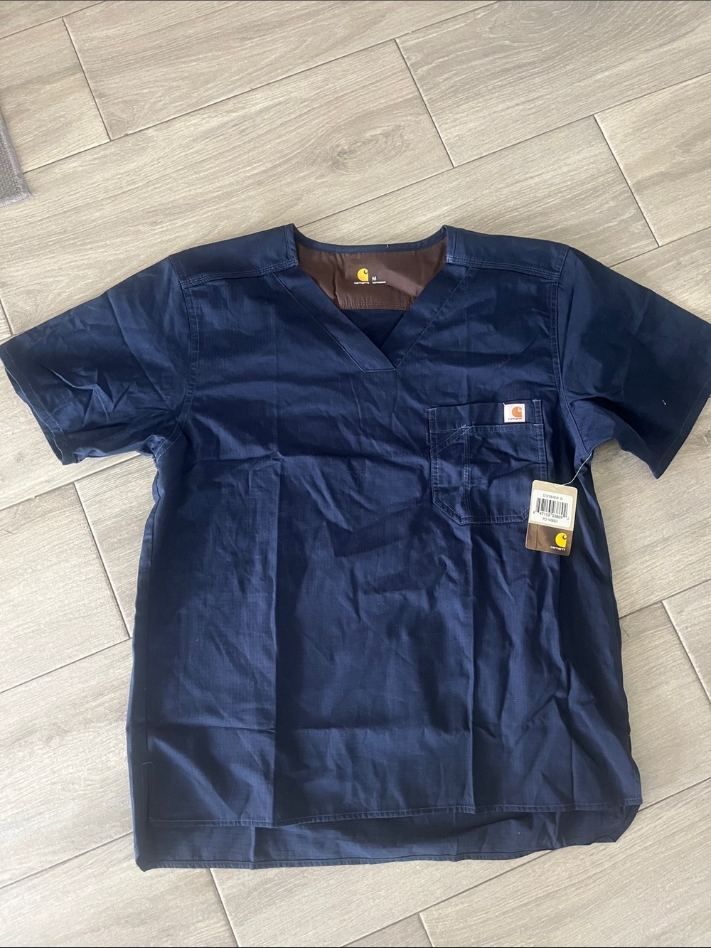 Carhartt Navy Short-Sleeve V-Neck Work Top